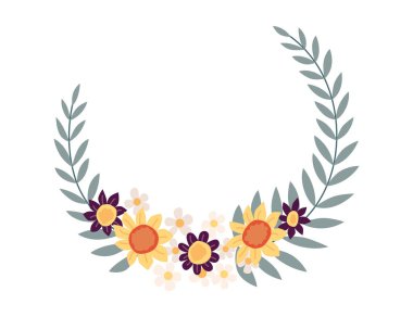 Yuvarlak çiçek çerçevesi, çiçekli klasik çelenk. Halk sanatı, çiçekli süs çerçevesi. Parlak illüstrasyon, davet kartı oluşturma veya oluşturma olarak kullanılabilir.