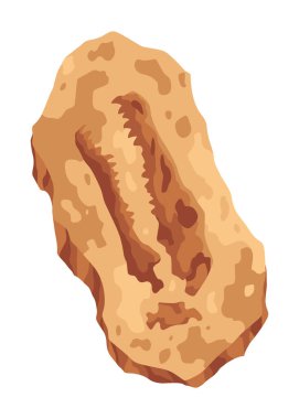 Dinozor fosil iskelet kemikleri, izole arkeoloji kazıları. Yeraltında yatan tarih öncesi sürüngen iskeletleri. Çizgi film paleontolojik tarihi eser.