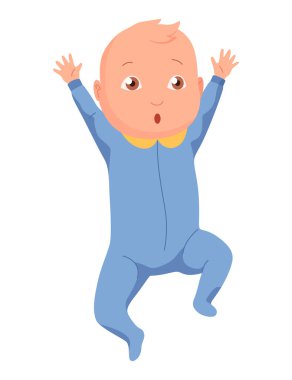 Yeni doğmuş bebek. Nazik yüzlü bebek. Yeni doğmuş şirin bir bebek. Vektör karikatür çizimi beyaz arkaplanda izole edildi.