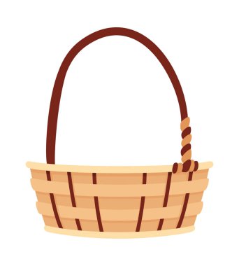 Sepetler hasat için sonbaharda, ikon. Market ürünleri için yardımcı sepet. Beyaz tenli bir sepet. Çizgi film düz vektör çizimi.