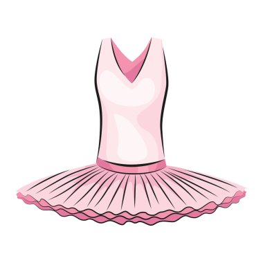 Bale aksesuarı. Pembe bale elbisesi ya da etek. Vektör el çizim biçimi nesnesi.