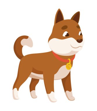 Evcil hayvan dükkanı ikonu. Şirin küçük köpek. Petshop süpermarketi. Hayvan aksesuarı. Düz stil klip sanatında vektör illüstrasyonu.