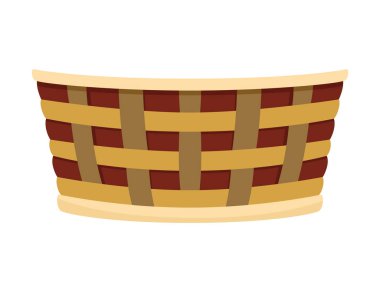 Sepetler hasat için sonbaharda, ikon. Market ürünleri için yardımcı sepet. Beyaz tenli bir sepet. Çizgi film düz vektör çizimi.