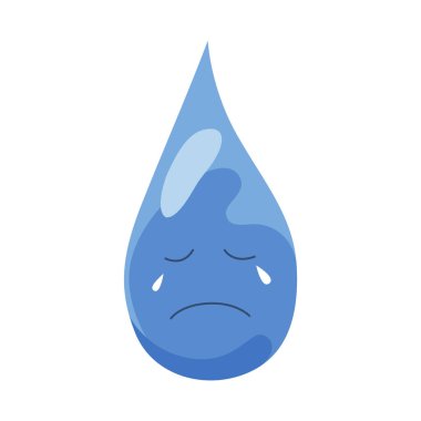 Cartoon tear drops icon. Sorrow cry streams, tear blob. Crying fluid, falling blue water drops. Isolated vector for sorrowful character weeping expression. Wet grief droplets.