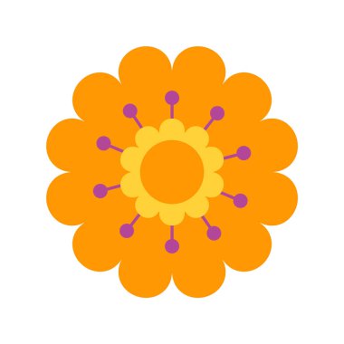 Meksika geleneksel çiçeği. Etnik nakış süslemesi. Dekoratif halk grafikleri, duvar kağıdı elementleri. Şenlikli Meksika çiçek motifi. Vektör illüstrasyonu.