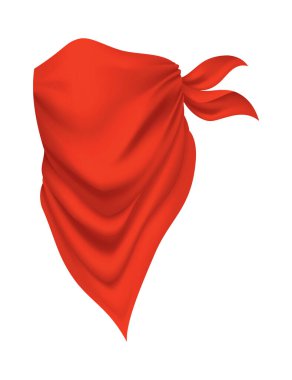 Boynunda kırmızı gerçekçi bir bandana. Gençlik modası boyun atkısı ya da kovboy giysi kalıbı. Bisikletli yüz eşarbı, bandanalı boyun şalı. Boş mendil unisex üniforması. Batı kıyafetleri.