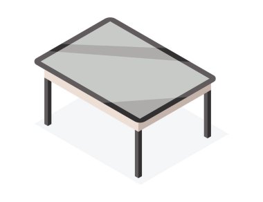 Isometric iç mobilya, ikon. Ev dekorasyonu ya da aksesuar. Dekoratif ev sembolü. Çizgi film vektör illüstrasyonu.