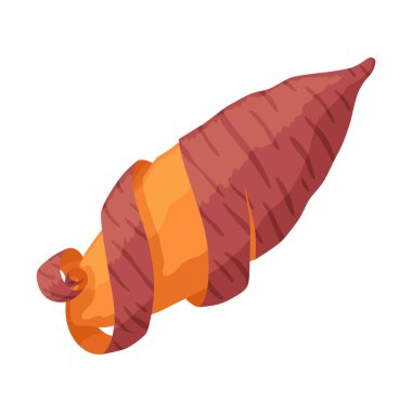 Tatlı patates sopası. Sağlıklı yiyecekler için sebzeye dayanıklı değil. Organik sebze kökü, sağlıklı vegan ya da beslenme karbonhidratı. Çizgi film düz stiliyle vektör illüstrasyonu. Beyaz arkaplanda izole.