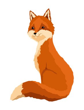 Kızıl Tilki. Tuhaf bir karakter, orman memelisi avcısı. Çizgi film orman hayvanı, yüzünde sevimli duygular olan memeli. Turuncu tilki, vahşi yaşam hayvanı, beyaz arka planda izole edilmiş..