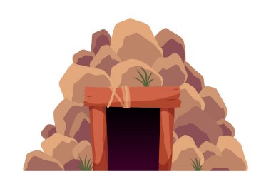 Madencilik. Maden malzemeleri ikonu. Varlık ögesi çizgi film tarzı, ui için nesne veya seviye tasarımı. Hazine madenciliği. Vektör illüstrasyonu.