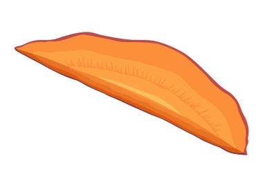 Tatlı patates sopası. Sağlıklı yiyecekler için sebzeye dayanıklı değil. Organik sebze kökü, sağlıklı vegan ya da beslenme karbonhidratı. Çizgi film düz stiliyle vektör illüstrasyonu. Beyaz arkaplanda izole.