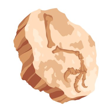 Dinozor fosil iskelet kemikleri, izole arkeoloji kazıları. Yeraltında yatan tarih öncesi sürüngen iskeletleri. Çizgi film paleontolojik tarihi eser.