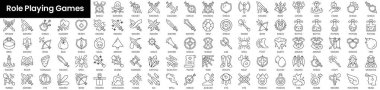 Set of outline role playing games icons. Minimalist thin linear web icon set. vector illustration. clipart