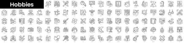 Conjunto Iconos Pasatiempos Esquemáticos Minimalista Conjunto Iconos Web Lineal Delgada — Archivo Imágenes Vectoriales