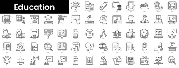 Conjunto Iconos Educación Del Esquema Minimalista Conjunto Iconos Web Lineal — Archivo Imágenes Vectoriales