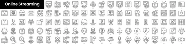 stock vector Set of outline online streaming icons. Minimalist thin linear web icons bundle. vector illustration.