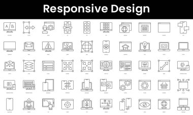 Set of outline responsive design icons. Minimalist thin linear web icon set. vector illustration. clipart