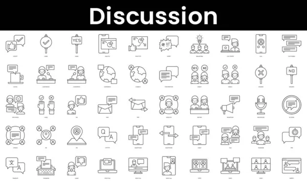 Conjunto Iconos Discusión Esquema Minimalista Conjunto Iconos Web Lineal Delgada — Archivo Imágenes Vectoriales