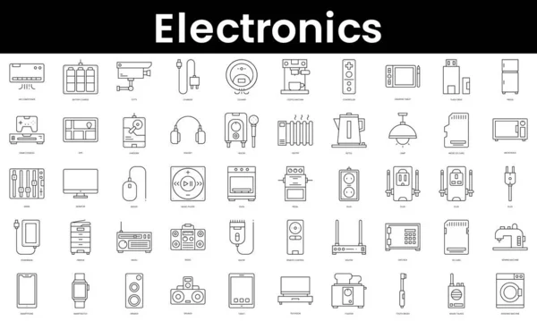 Set Outline Electronics Icons Minimalist Thin Linear Web Icon Set — Stock Vector