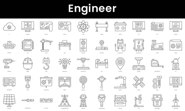 Set Outline Engineer Icons Minimalist Thin Linear Web Icon Set — Stock Vector
