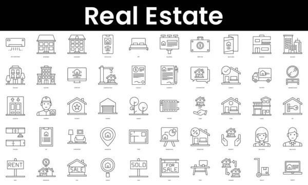 Set Outline Real Estate Icons Minimalist Thin Linear Web Icon — Image vectorielle