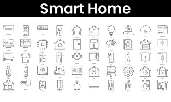 Set Outline Smart Home Icons Minimalist Thin Linear Web Icon — Stock Vector