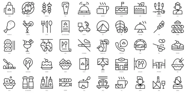 Set Simple Outline Restaurant Icons Thin Line Art Icons Pack — Stock Vector