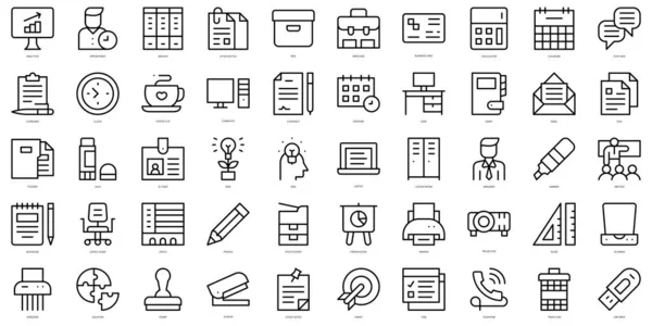 Stock vector Set of simple outline office Icons. Thin line art icons pack. Vector illustration