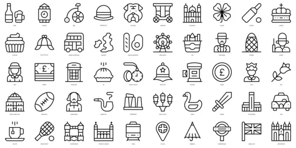 Set Von Einfachen Umrissen England Icons Thin Line Art Icons — Stockvektor