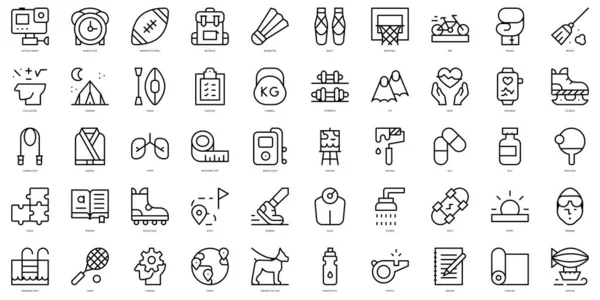 Set Simple Outline Active Lifestyle Icons Thin Line Art Icons — Stock Vector