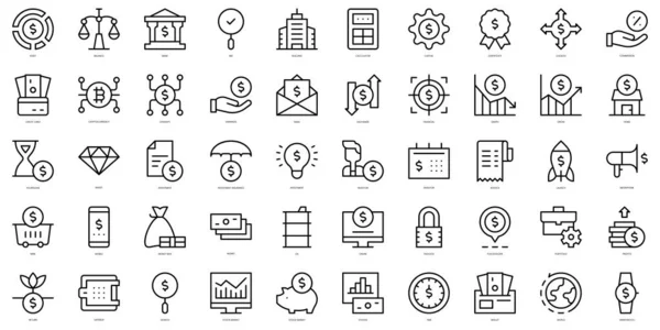 Set Simple Outline Investment Icons Thin Line Art Icons Pack — Stock Vector
