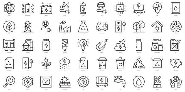 Set Simple Outline Sustainable Energy Icons Thin Line Art Icons — Stock Vector