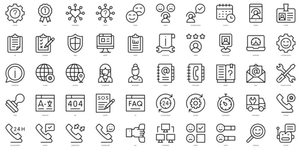 Set Simple Outline Customer Service Icons Thin Line Art Icons — Stock Vector
