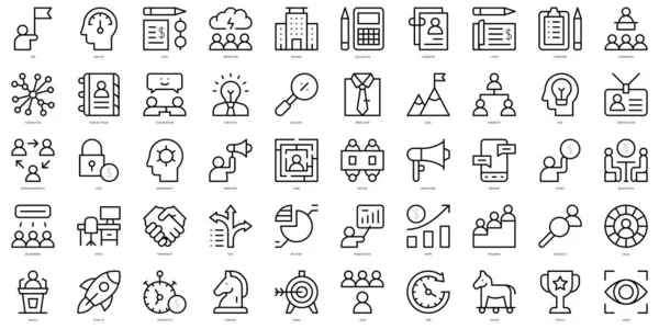 Set Von Einfachen Umrissen Business Administration Icons Thin Line Art — Stockvektor