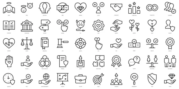 Set Simple Outline Ethics Icons Thin Line Art Icons Pack — Stock Vector