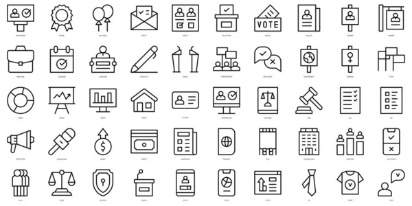 Set Von Einfachen Umrissen Wahlen Icons Thin Line Art Icons — Stockvektor