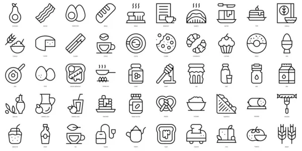 Set Von Einfachen Umrissen Frühstück Icons Thin Line Art Icons — Stockvektor