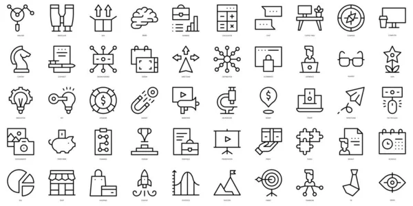 Набор Простых Набросков Стартапов Icons Худой Линейный Набор Иконок Векторная — стоковый вектор