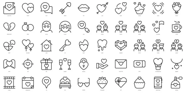 Set Simple Outline Love Icons Thin Line Art Icons Pack — Stock Vector