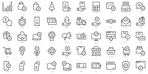 Set Von Einfachen Umrissen Verkaufssymbole Thin Line Art Icons Pack — Stockvektor