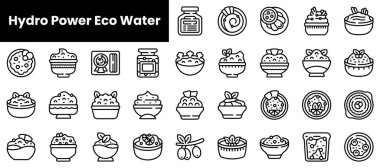 Set of outline hummus food pita icons clipart