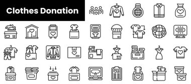 Özet kıyafet bağış simgeleri seti