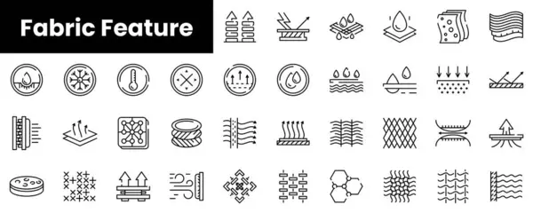 Set Outline Fabric Feature Icons — Stock Vector