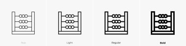 Abaküs simgesi. İnce, Aydınlık ve Kalın stil tasarımı beyaz arkaplanda izole