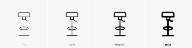 Bar taburesi ikonu. İnce, Aydınlık ve Kalın stil tasarımı beyaz arkaplanda izole