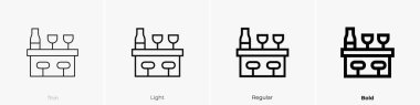 Bar tezgahı ikonu. İnce, Aydınlık ve Kalın stil tasarımı beyaz arkaplanda izole