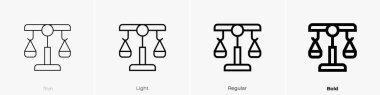 Denge simgesi. İnce, Aydınlık ve Kalın stil tasarımı beyaz arkaplanda izole