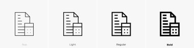 Hesaplama simgesi. İnce, Aydınlık ve Kalın stil tasarımı beyaz arkaplanda izole
