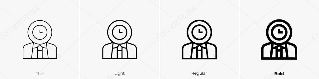 Busy icon. Thin, Light Regular And Bold style design isolated on white background