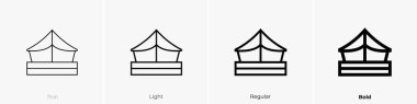 Kamp ikonu. İnce, Aydınlık ve Kalın stil tasarımı beyaz arkaplanda izole
